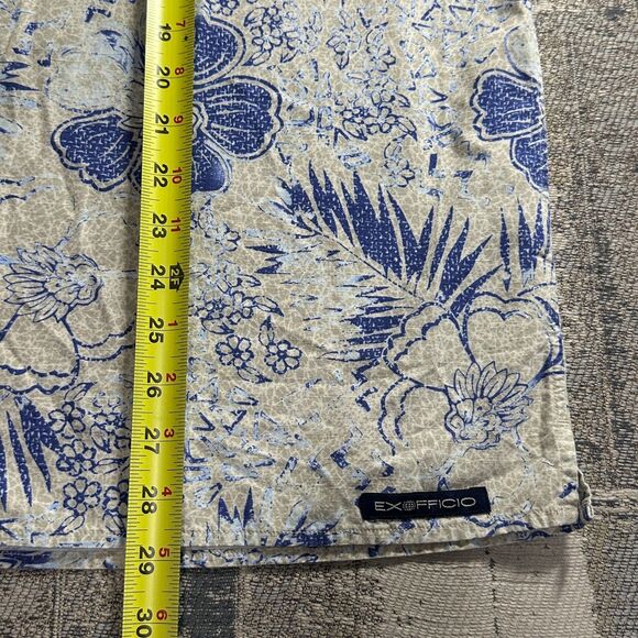 ExOfficio Men Shirt Large Buzz Off Insect Shield Vented Button Floral Hawaiian - Picture 4 of 12